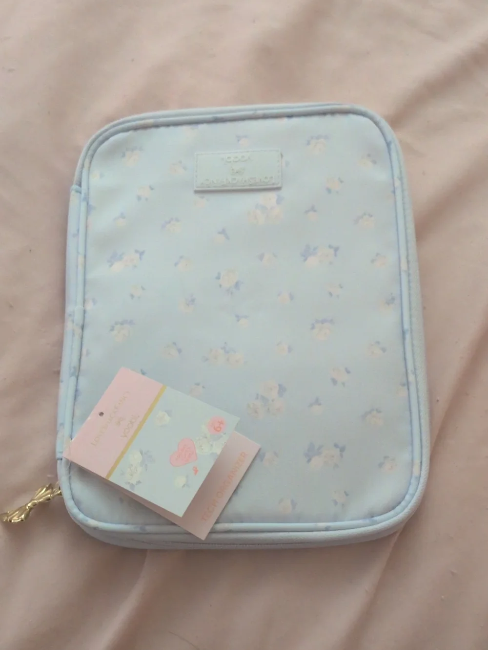 LoveShackFancy Pastel Blue Floral Tablet/Tech Sleeve Nwt